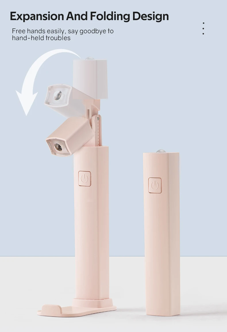 مصباح أظافر LED صغير محمول بالأشعة فوق البنفسجية جديد 2025 مع تصميم قابل للسحب USB/بطارية مصدر طاقة مزدوج