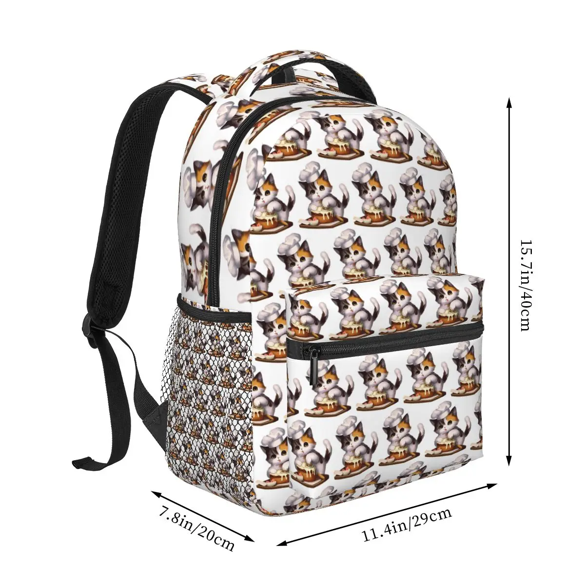 Cute Kitten Cooking Cake Pattern Backpack Hot Sale Daypack Large Capacity Kids BookBag School Bag Shoulder Bags for Men Women