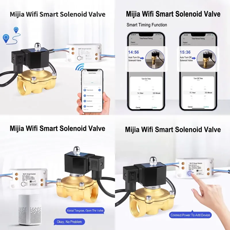 OEM ODM Custom Voltage Normally Closed WiFi Mi Home Electric Ball Valve Brass Body Intelligent Water