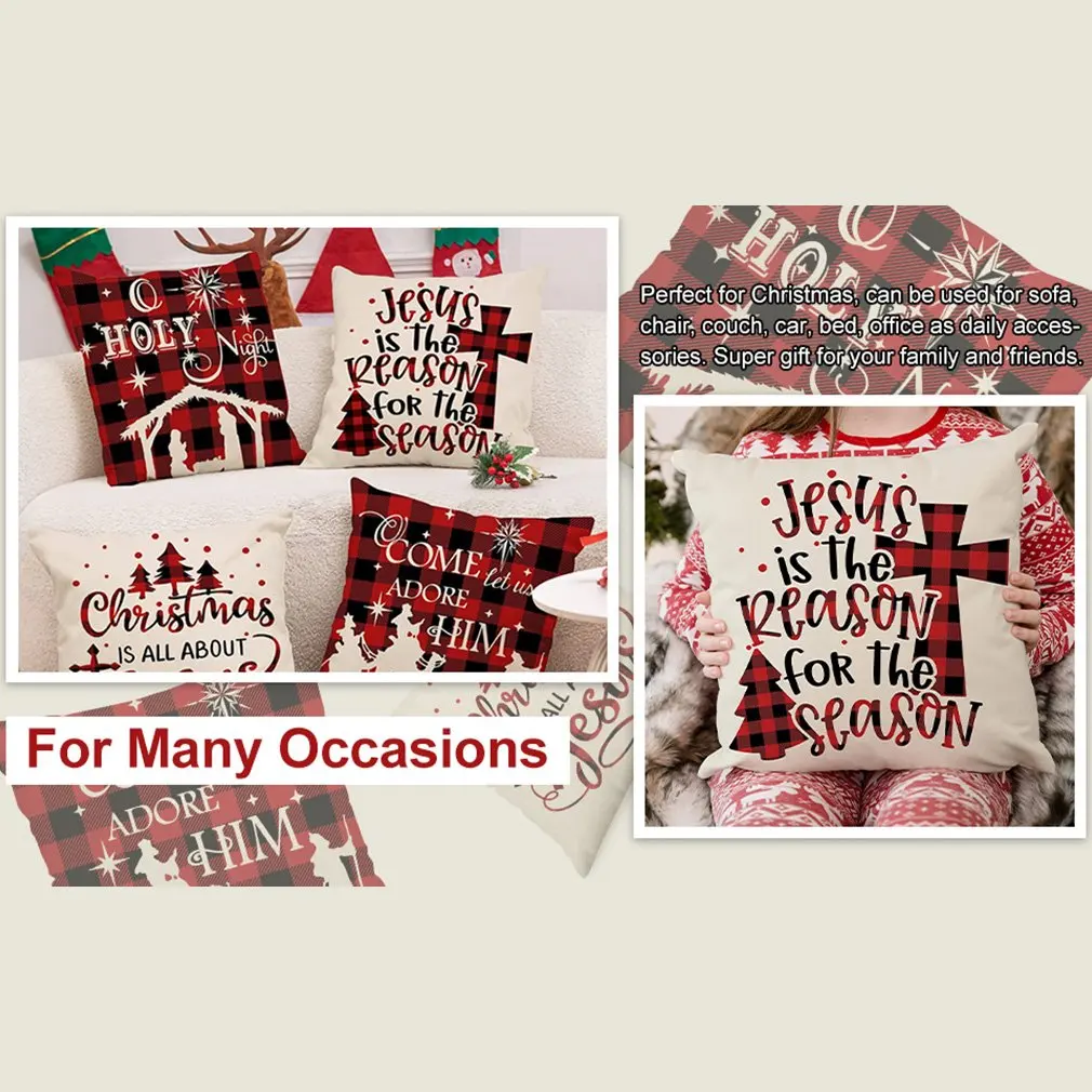 4PCS/set Christmas Pillow Case Santa Claus Cute Snowmen Christmas Cushion Sofa Pillow Case Bedroom Decoration Cushion Case