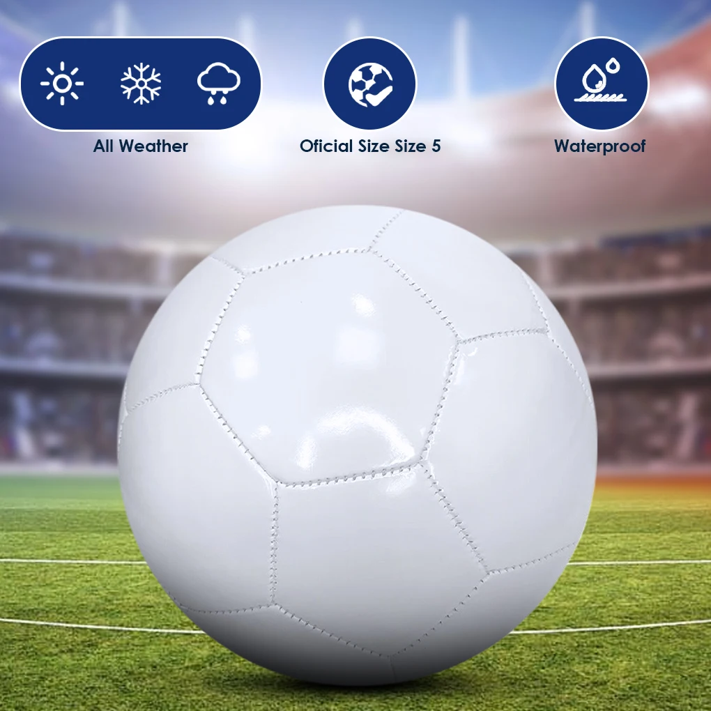 White Soccer Balls Official Size 5 PVC Material Seamless Goal Team Outdoor Match Game Football Training Graffiti Foot