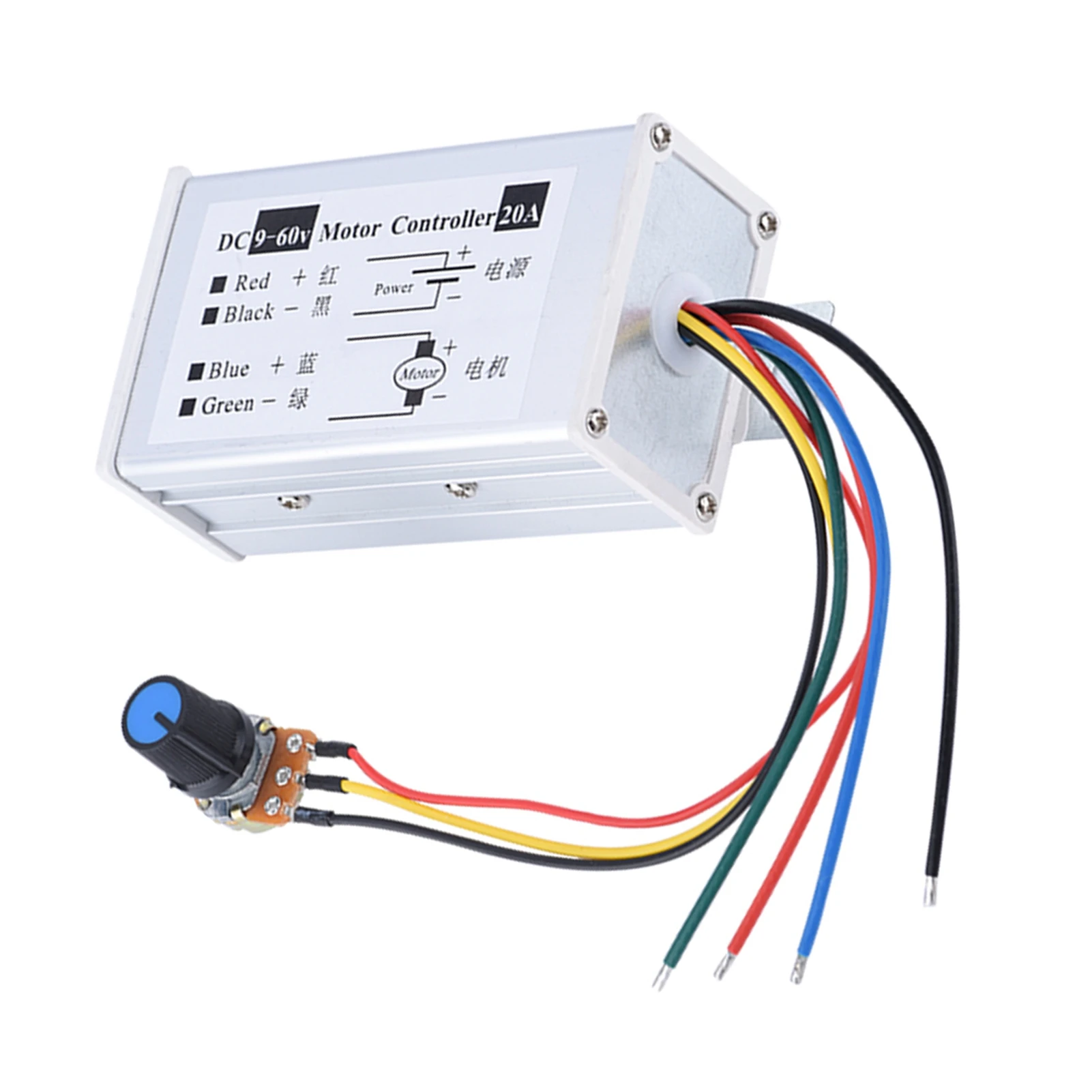 Controlador de velocidad del motor Regulador de velocidad del motor PWM 9-60V 20A 1200W 25KHz Regulador de velocidad del controlador de velocidad del motor