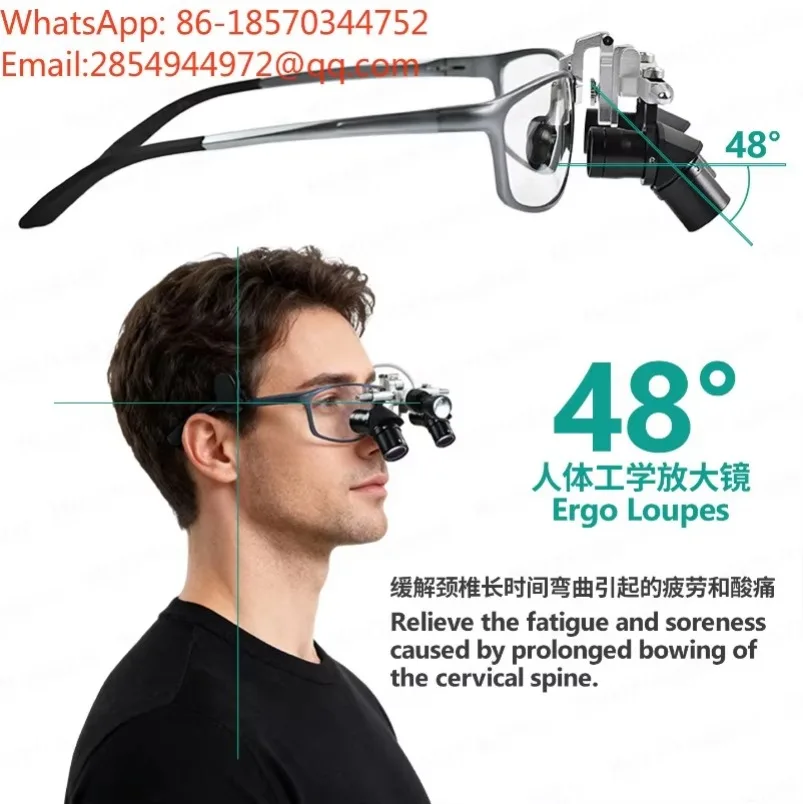 Angle Magnifying Glass 4X/5X/6X Multi Magnification Ergonomic Magnifying Glass with LED Light Diagnosis and Treatment Equipment