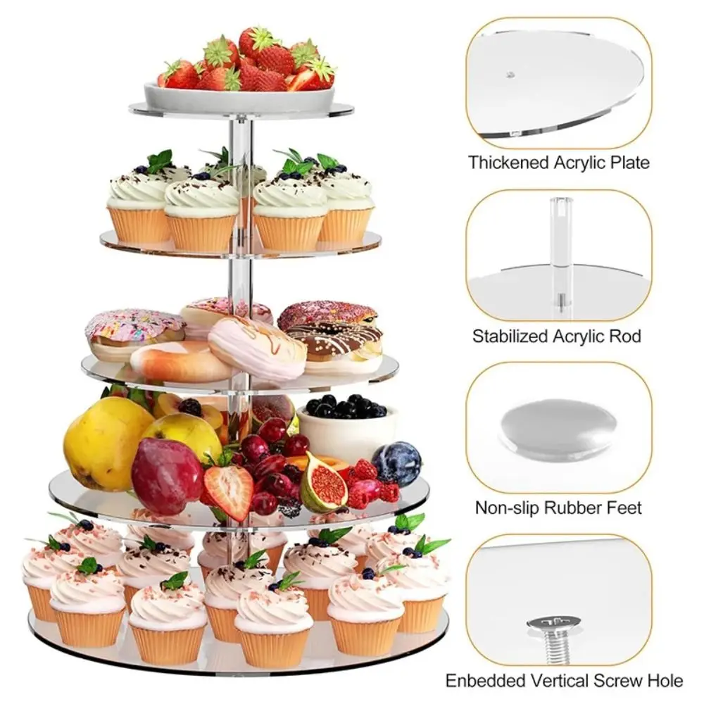 Clear Acrylic Cupcake Stand Detachable Design 3/4/5 Tier Cake Serving Rack Widely Use Decorative Dessert Display Holder
