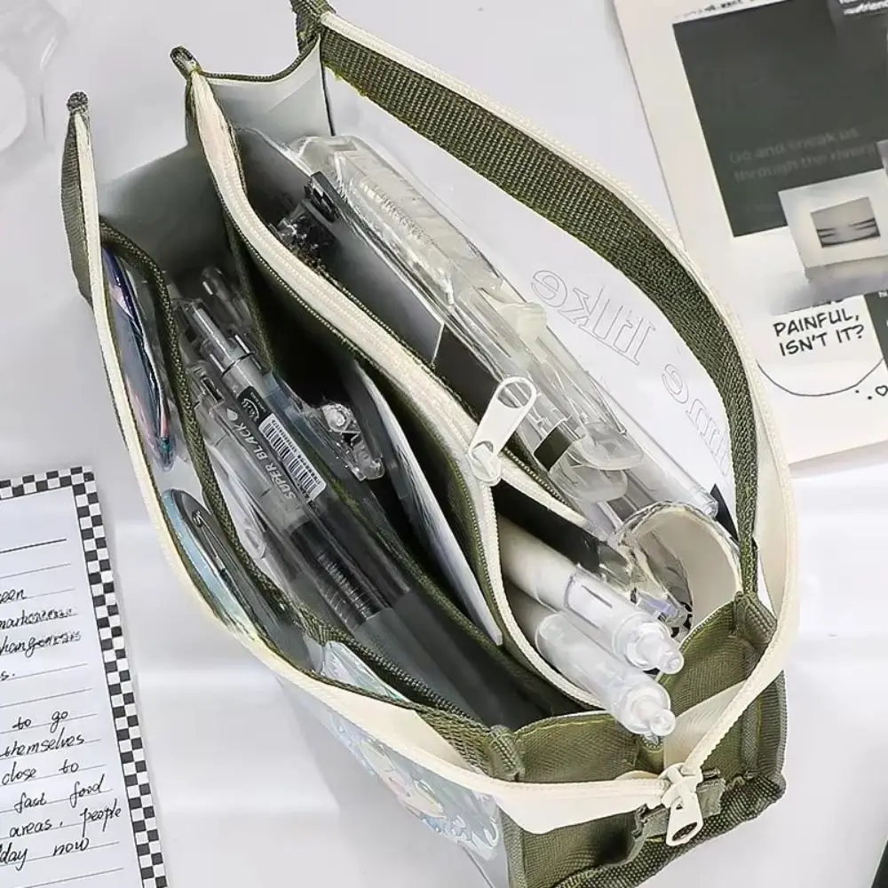 Triangle PVC Transparent Pencil Case Large Capacity Transparent Stationery Storage Bag Three-dimensional Clear