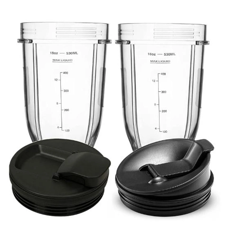 Mélangeur de la série NINAlbanJu479, adapté pour Nutri Ninja, tasse 18 oz avec 2 bancs, capuchons, 900W, 1000W, lot de 2