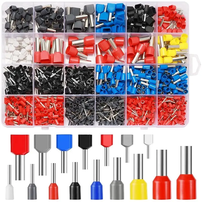 AT21-Wire End Ferrules Kit 900Pcs, Insulated Twin Wire End Ferrules And Single-Line Ferrules Assorted Set