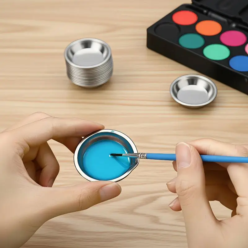 Stainless Steel Paint Mixing Cups Multi Size Stackable Color Palette Bowls for Professional Artists Hobbyist Painting Projects
