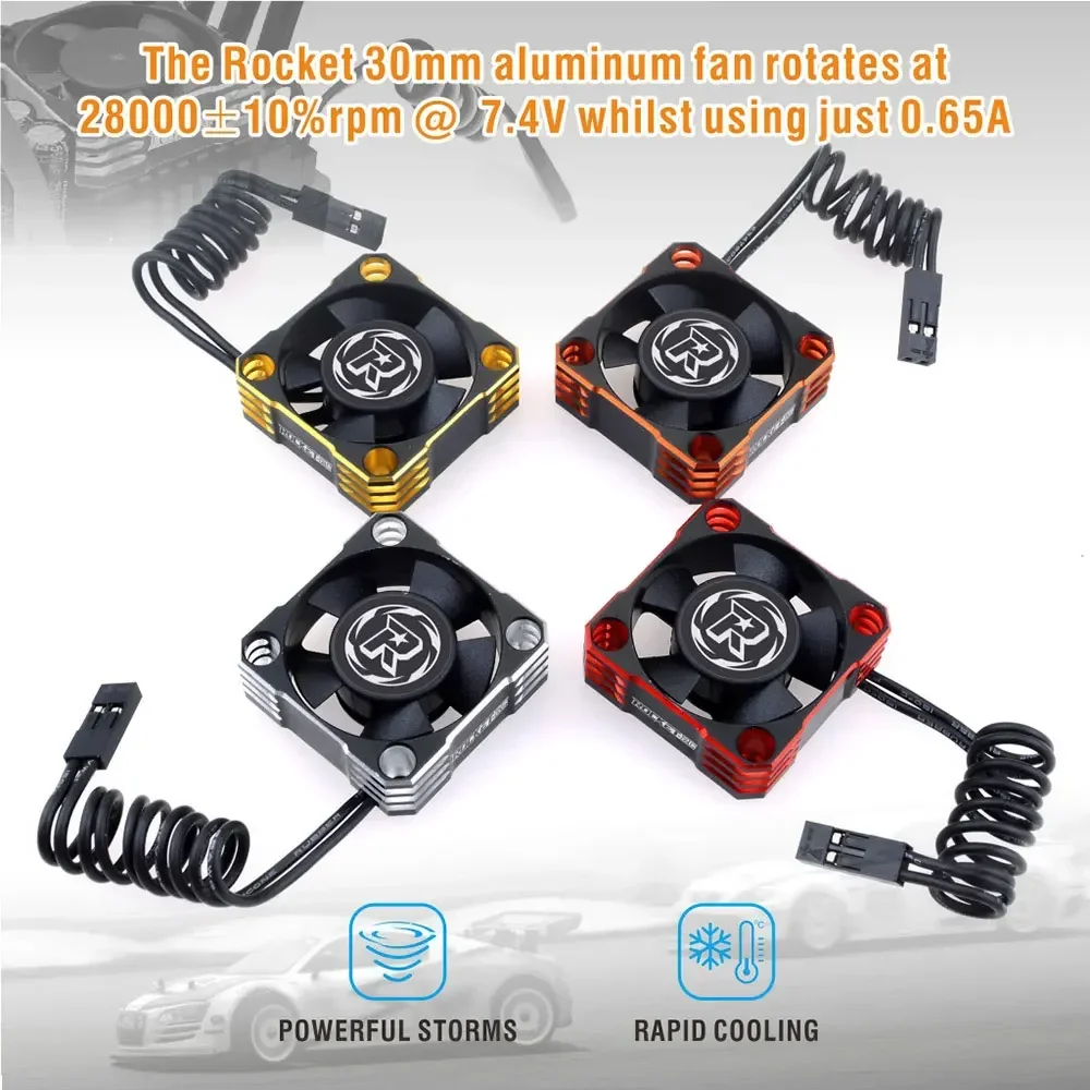 

ROCKET-RC V2 30mm Metal Cooling Fan 28000RPM 7.4V Heatsink Holder Cover for RC Car 36mm 3650 3660 3670 Brushless Motor Toy Part