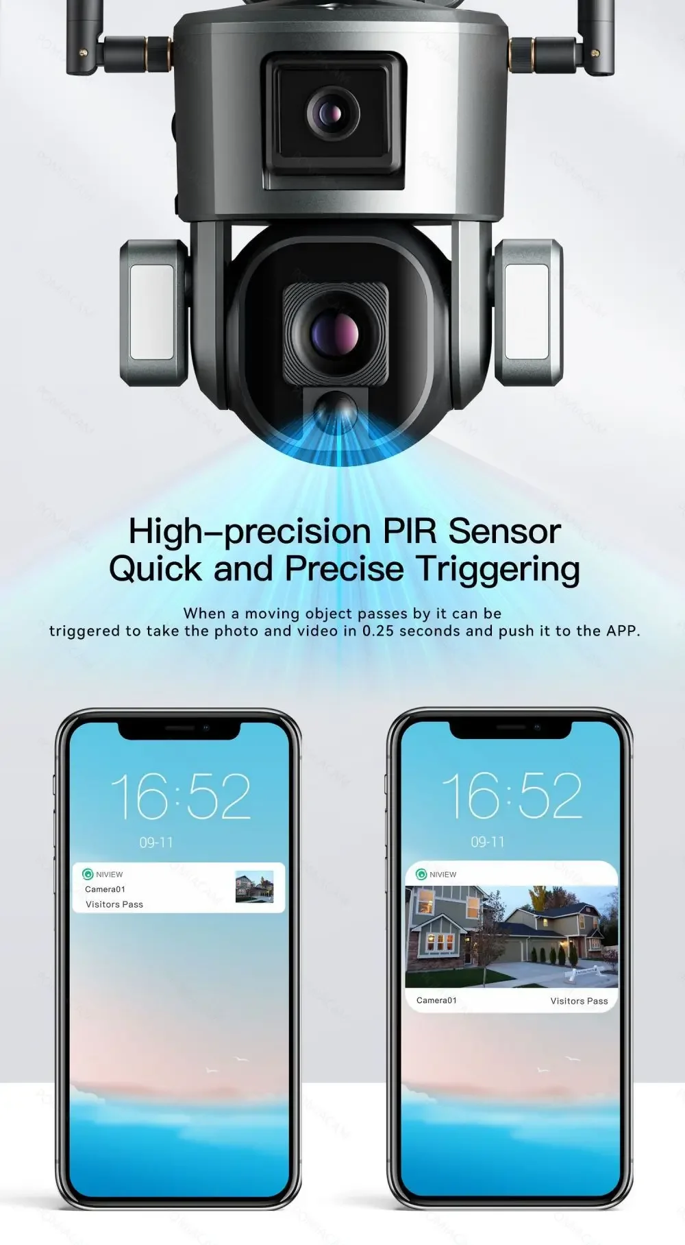 WIFI Dual camera Solar powered camera security system outdoor wireless contains 20000mah battery 4G wireless version