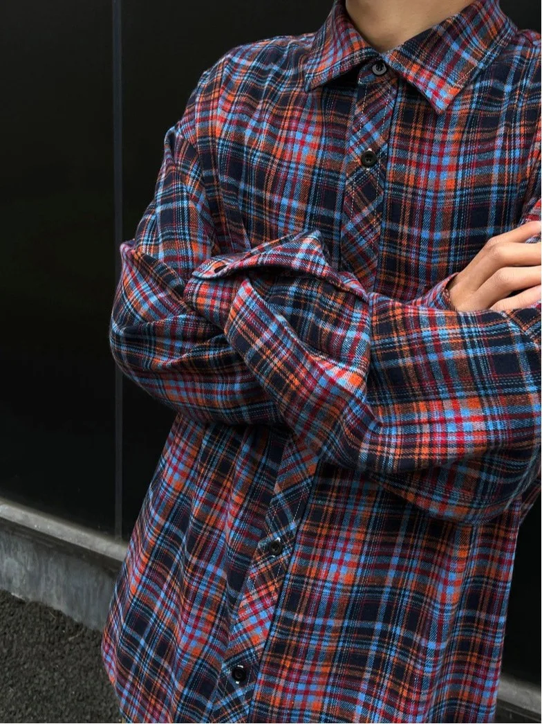 

Мужская свободная рабочая куртка в стиле ретро-американский клетчатый узор, весна-осень, новая, оверсайз, молодежная мода, полиэстер...