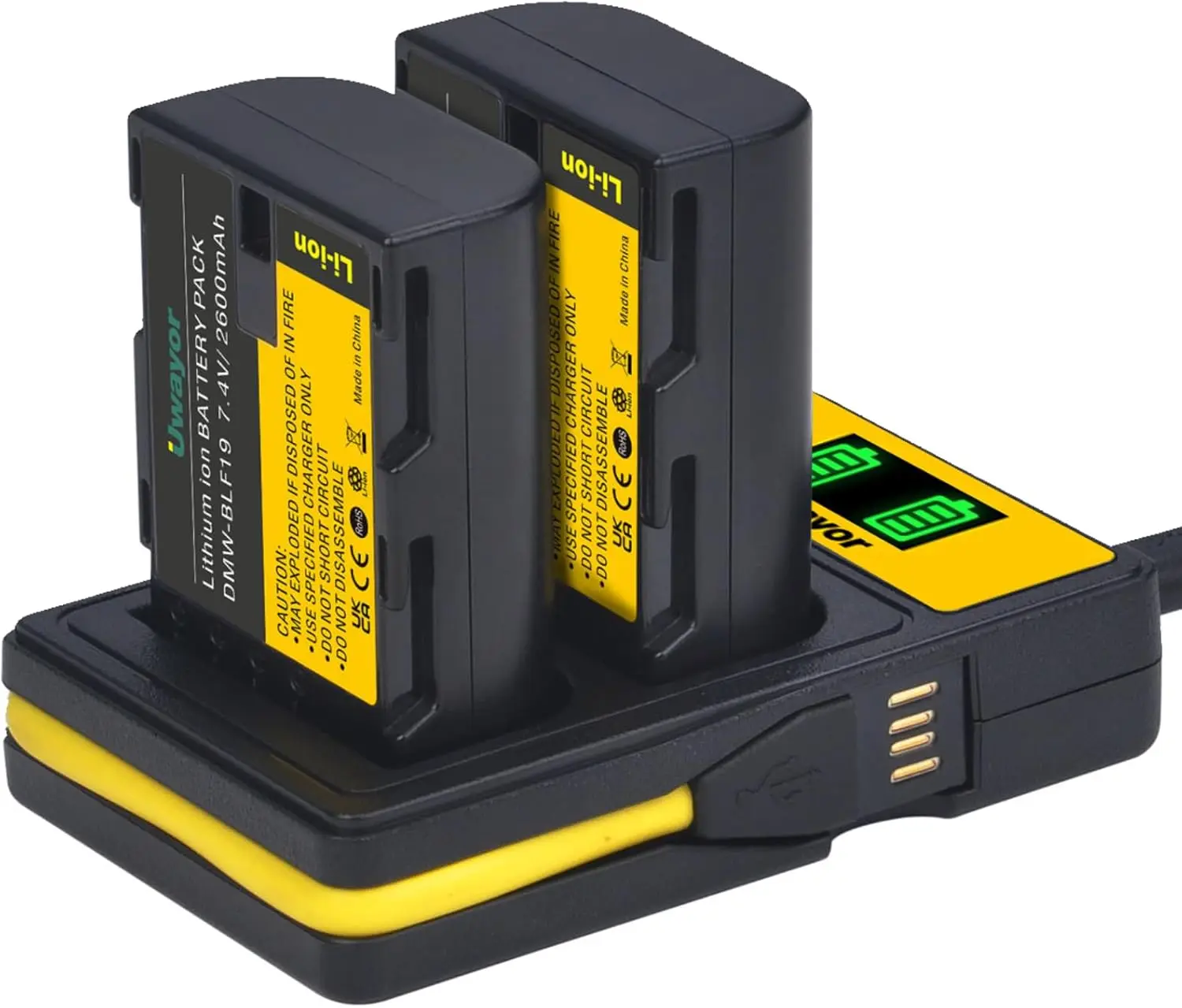 

Uwayor DMW-BLF19 Battery and Charger Set for Panasonic DMWBLF19, Panasonic Lumix DMC-GH3/4/5/5S DC-G9 DMC-GH4K DMC-GH3K