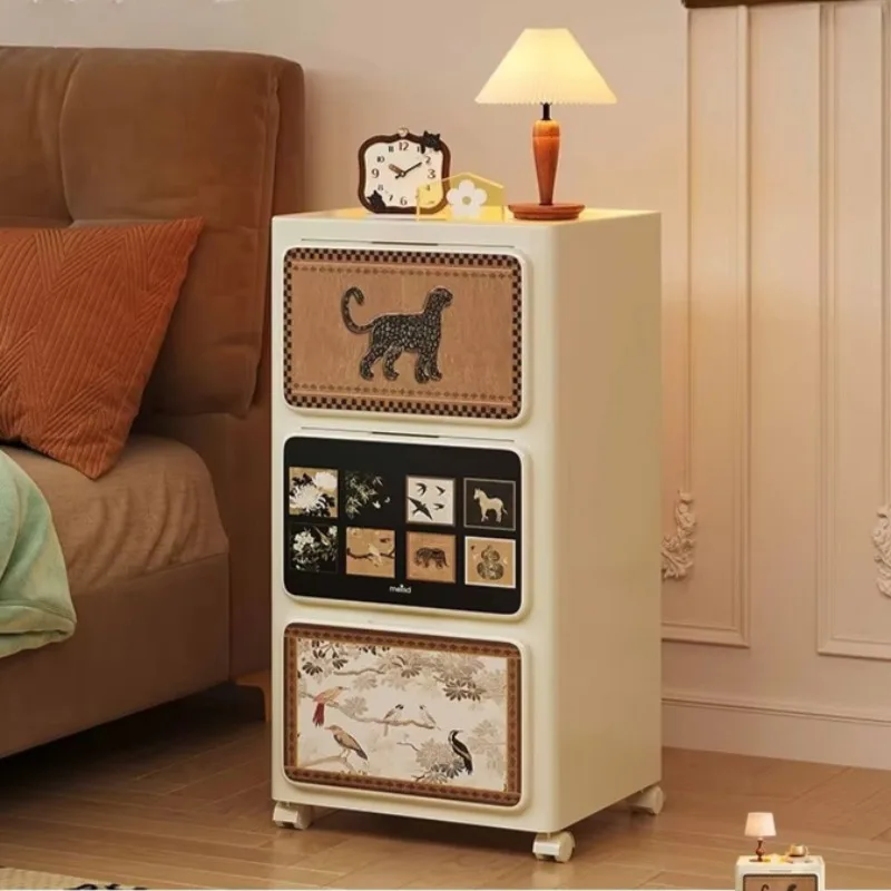 

Mid-Century Mobile Nightstand with Wheels, 2025 Multifunctional Bedside Storage Organizer for Bedroom Living Room