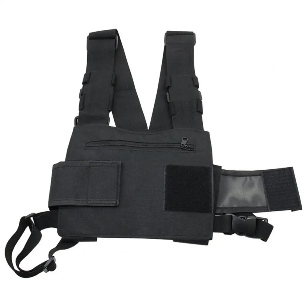 Universal Size Front Vest Bag Water Resistant Chest Bag for Walkie-talkies Sports Adjustable Hands-free Vest for Men's for Radio