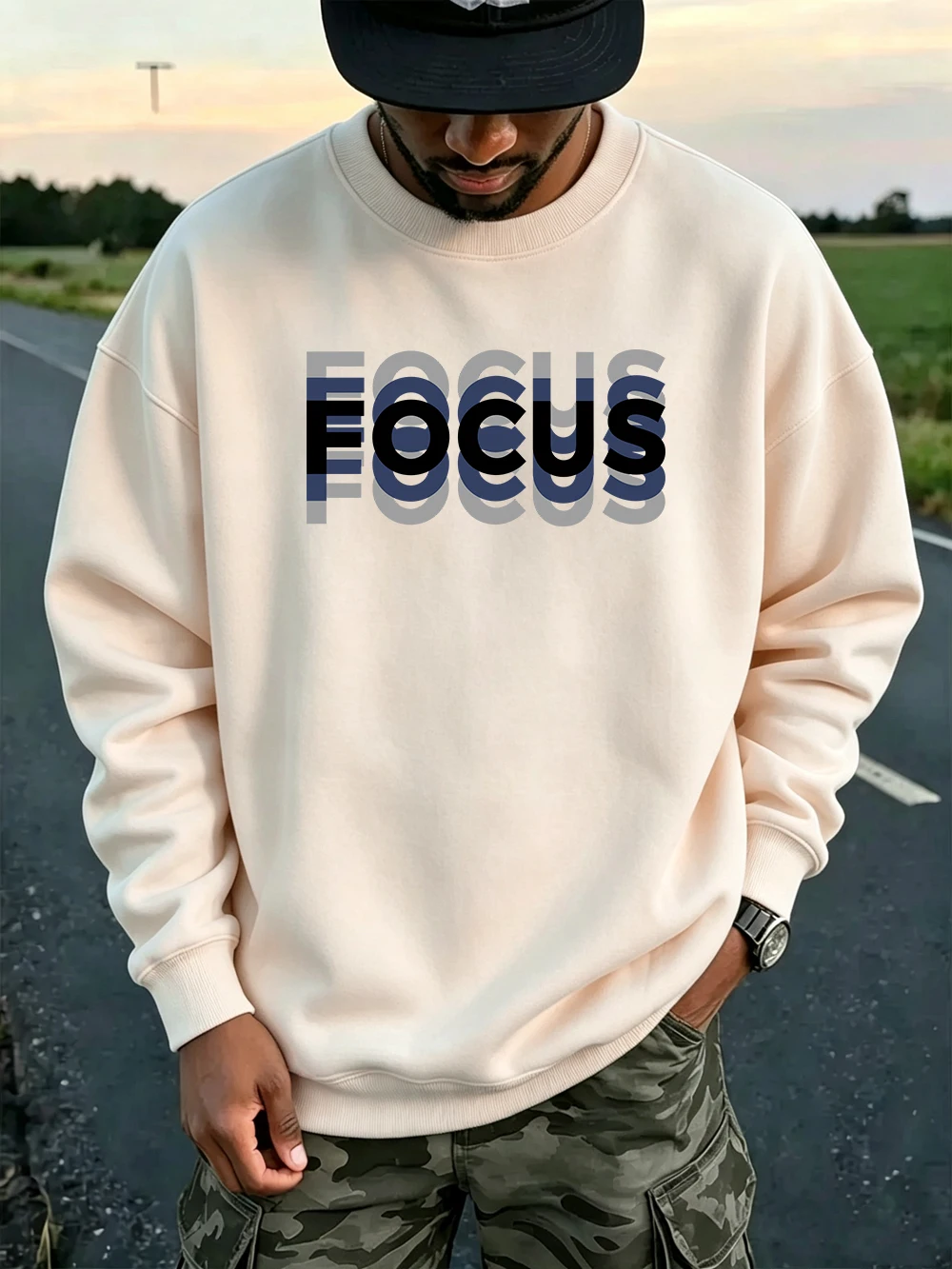 Oversized Crewneck Fleece - Felpe da Uomo con Stampa di