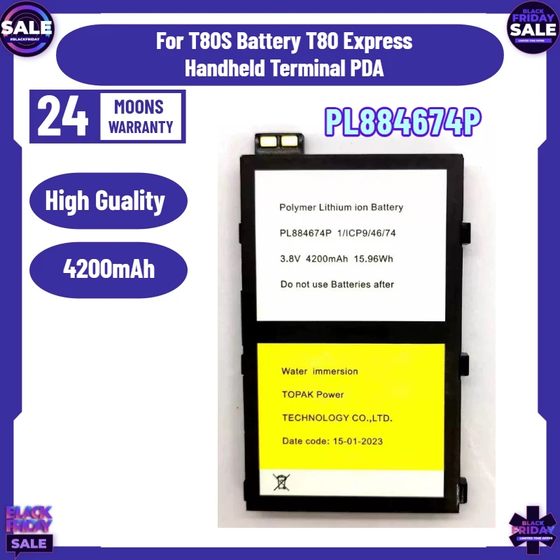 

PL884674P 3.8v 4200mAh Battery Reliable Power Source for T80S Battery T80 Express Handheld Terminal PDA