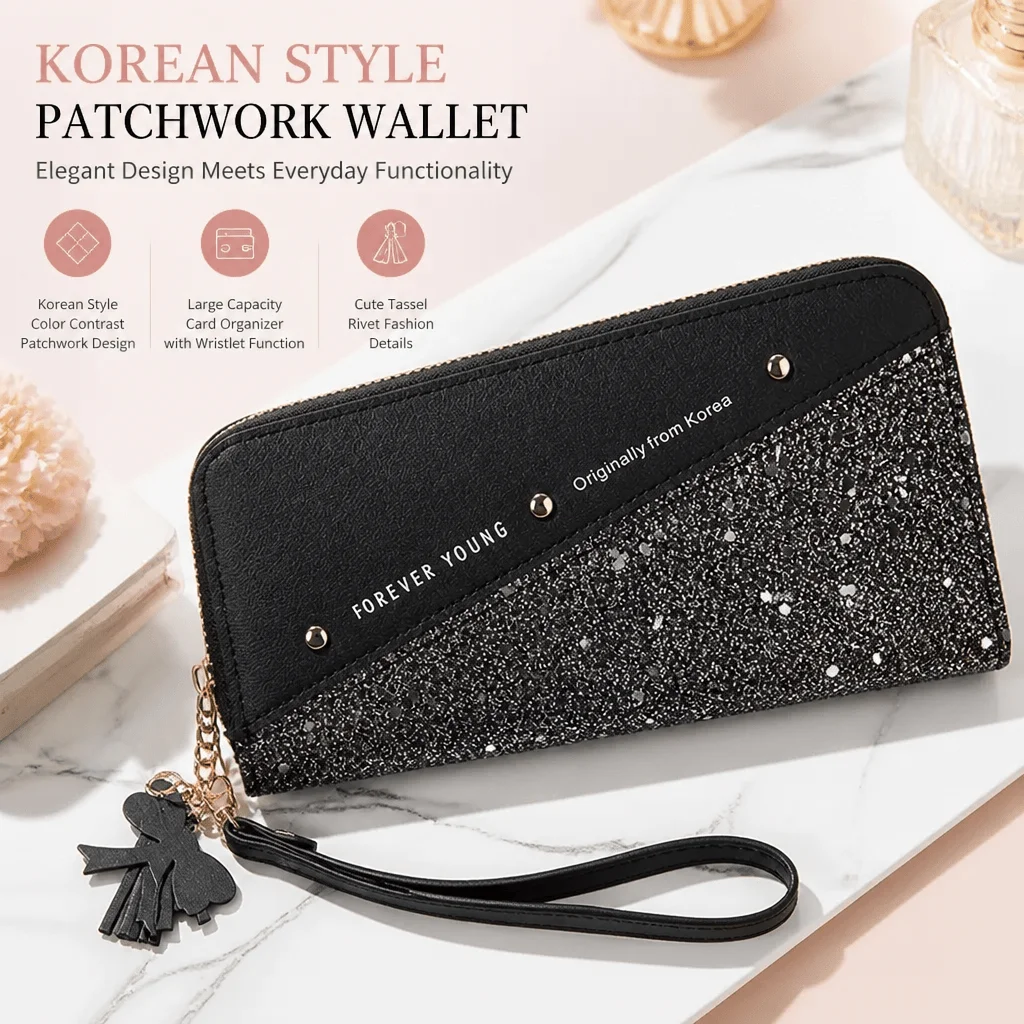 Phone Accessories Design Shop - Women Wallet Korean Style Patchwork Clutch