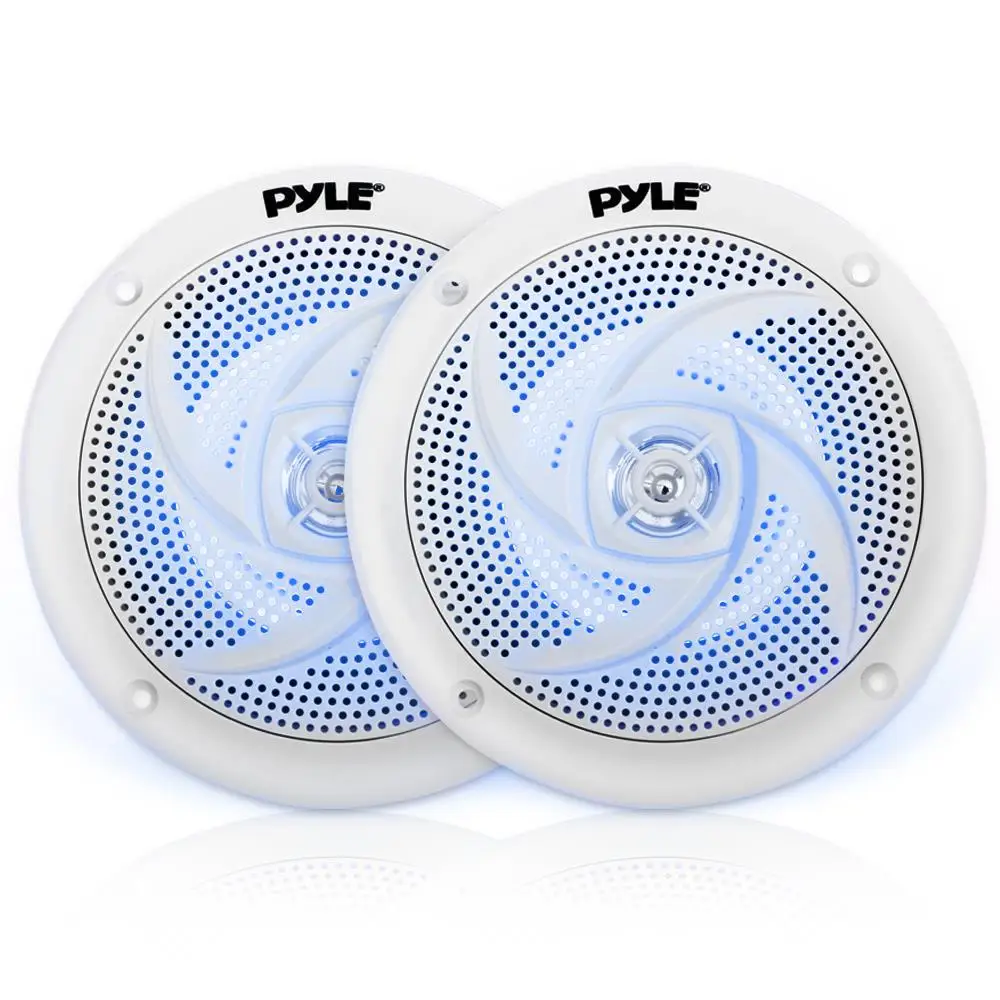 

Pyle Marine Speakers - 4 Inch 2 Way Waterproof and Weather Resistant Outdoor Audio Stereo Sound System with LED Lights