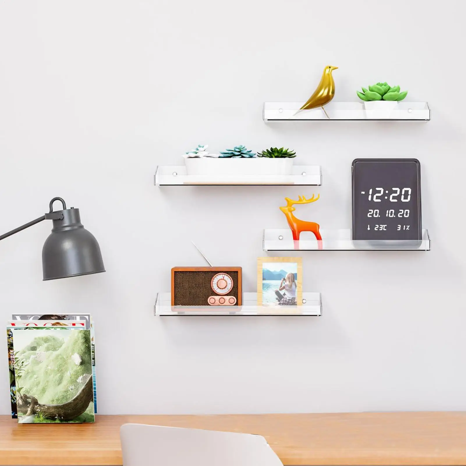 Floating Shelves Room Decor Clear Home Storage Rack Kitchen Floating Shelves For Makeup Book Decoration Perfume Bottle Action