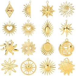Le Soleil-dijes de Sol de Color dorado para fabricación de joyas, colgante de acero inoxidable, pendiente, collar, llavero, 5 unidades por lote