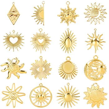5 teile/los Le Soleil Gold Farbe Sonne Charms Für Schmuck Machen Liefert Edelstahl Charm Anhänger DIY Ohrring Halskette Schlüsselbund