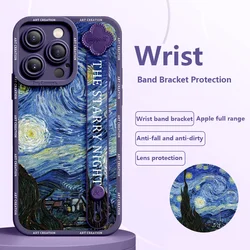 Luxurious Wrist Band Bracket Phone Case For Iphone 16 15 14 13 12 11 Pro Max Mini 7 8 Plus Xr Xs Max X Anti-fall Silicone