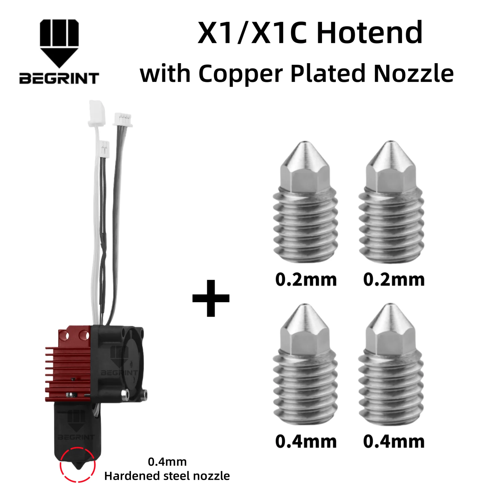 Komplette Hotend-Baugruppe Hotend für Bambu Lab X1 X1C P1P P1S mit Lüfter Upgrade 2.0 mit Düse Complete Bamboo Lab X1 Carbon
