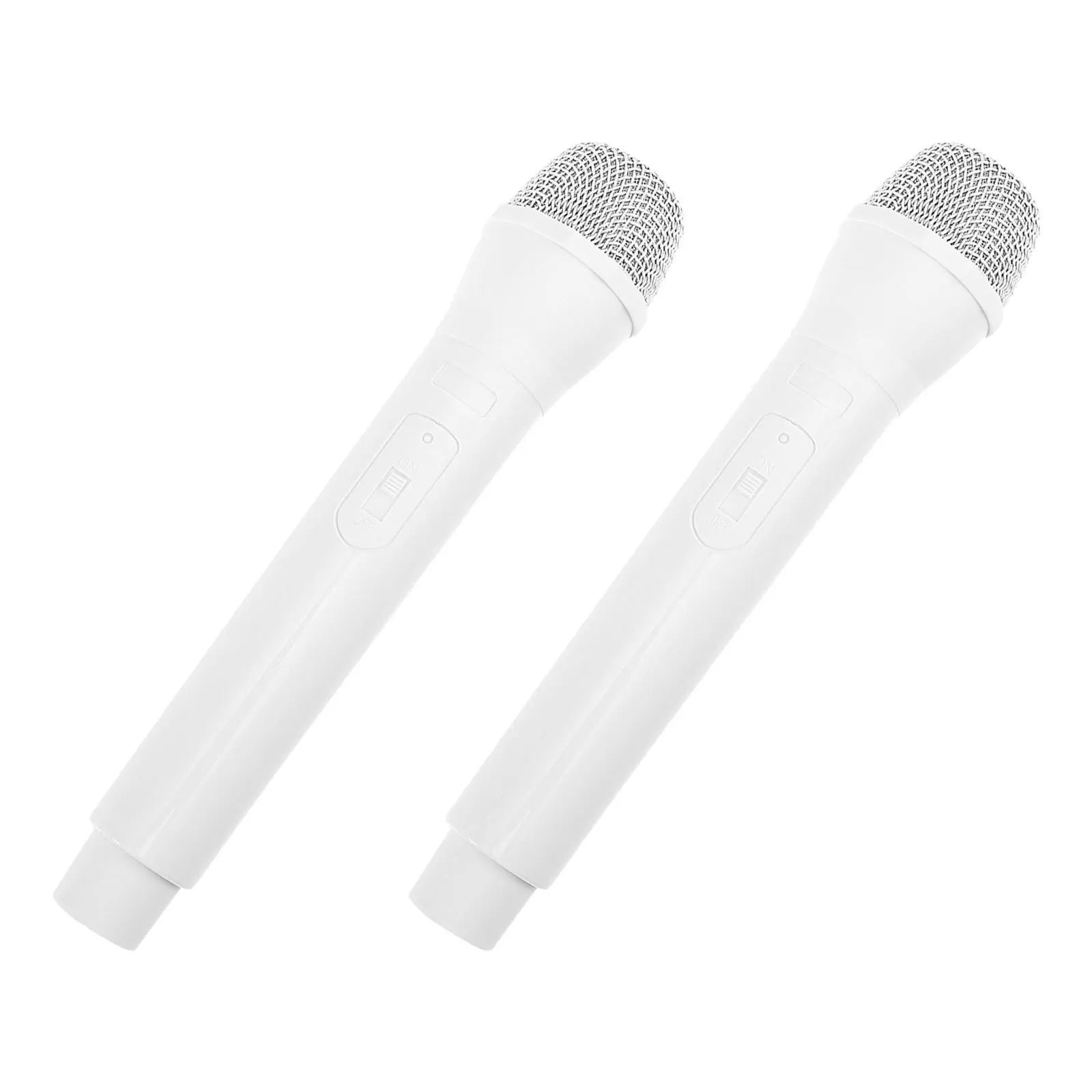 قطعتان من ميكروفون الأطفال المزيف من البلاستيك الأبيض، ميكروفون تظاهري واقعي لممارسة الكاريوكي ولعب دور عيد الميلاد #6