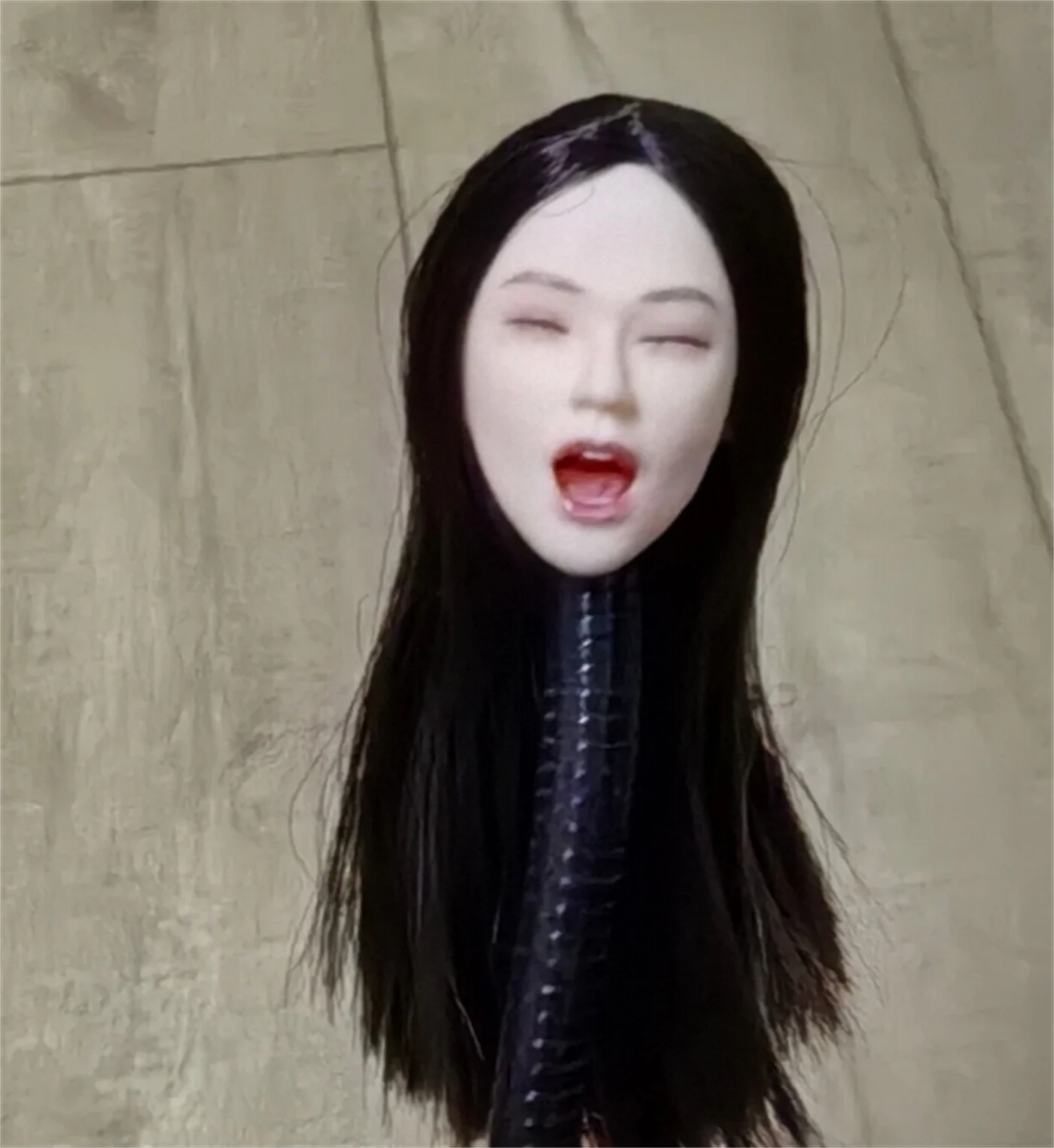 

1/6 Open Mouth Girl Black Hair Head Sculpt Expression Fit 12'' Female PH TBL Figure Body Model toys