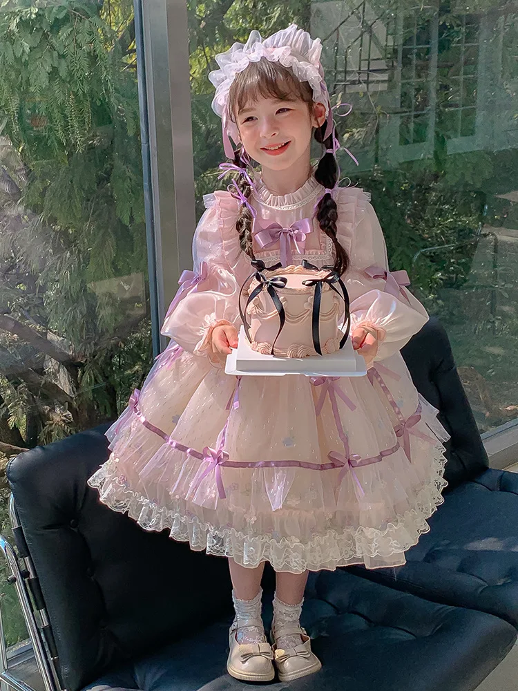 

Girl's Dress Spring New Product Lolita Princess Dress Sweet Gauze Dress Cute Fashion Party Dress with Skirt Brace Dress