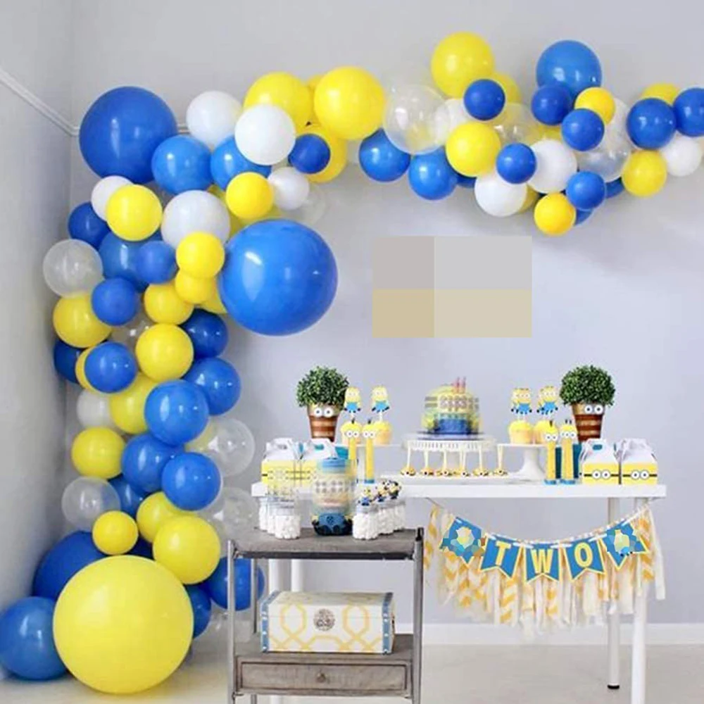 Royal Blue Yellow White Balloons Arch Kit Baby Shower Ballon Garland Boys First Birthday Party Kids Wedding Decor Helium Globos