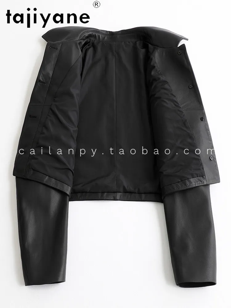 TAJIYANE Giacca in Vera Pelle di Pecora da Donna, Corta, Casual, Nuova Collezione Primavera 2026, Дубленка