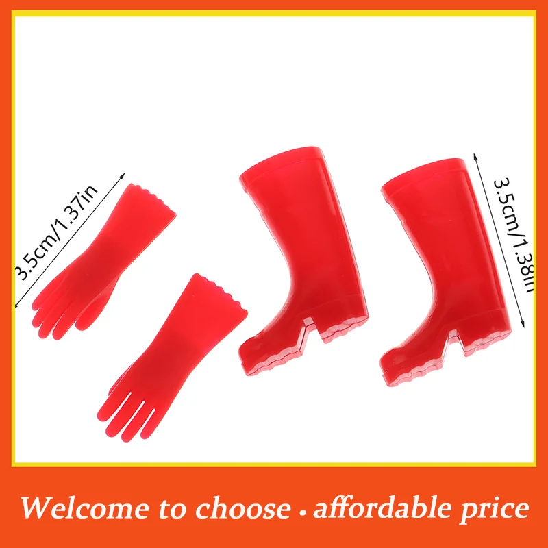[New]1Set PVC 1:12Dollhouse Miniature Rain Boots Gardening Gloves Gloves Baking Gloves Laundry Mitts Model Farm Decor Toy