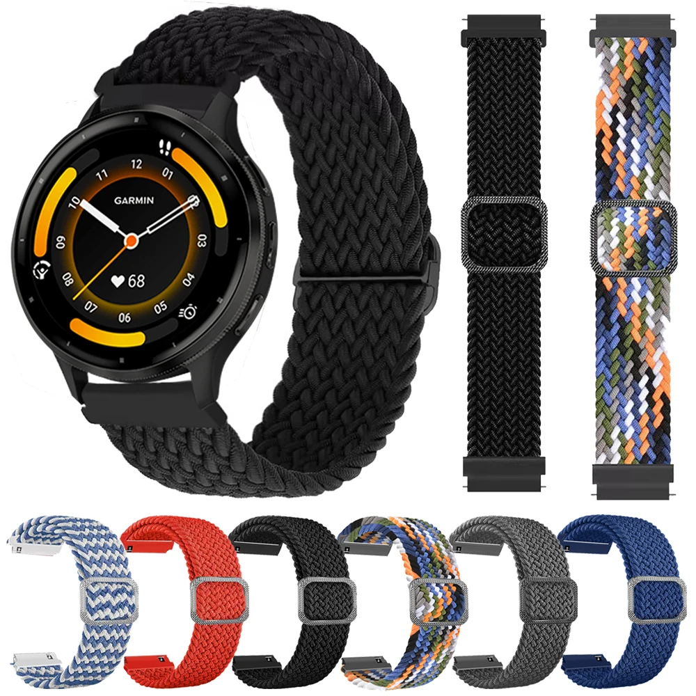 20mm 22mm Nylon Strap For Garmin Vivoactive 3 4 5 Band Watch Venu 3 2 SQ2 Plus Forerunner 265 255 645 245 55 Wristband Bracelet