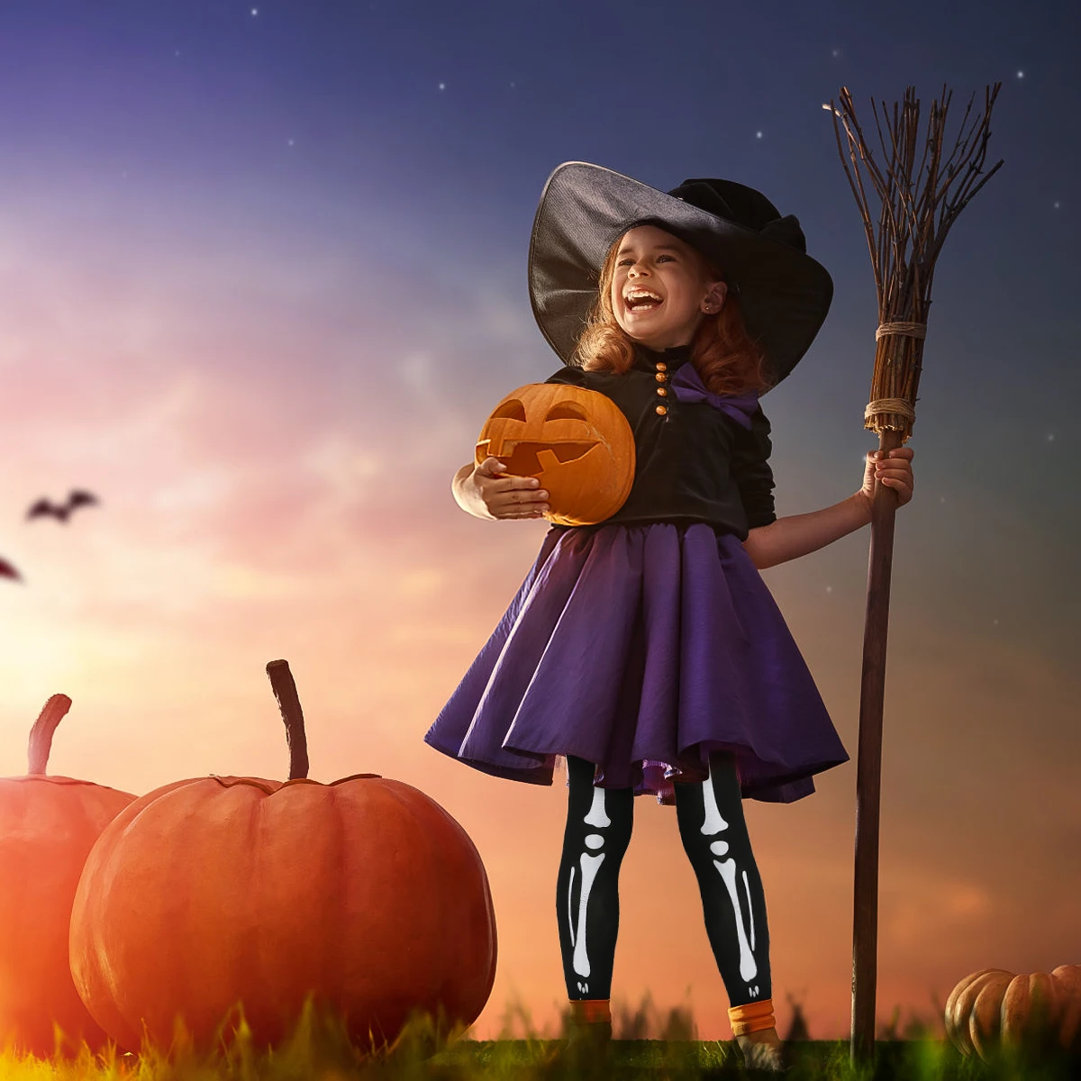 Halloween Pantyhose Stockings Polyester Girls Child Party Festival Scary Atmosphere Unique Size 6 8 Years