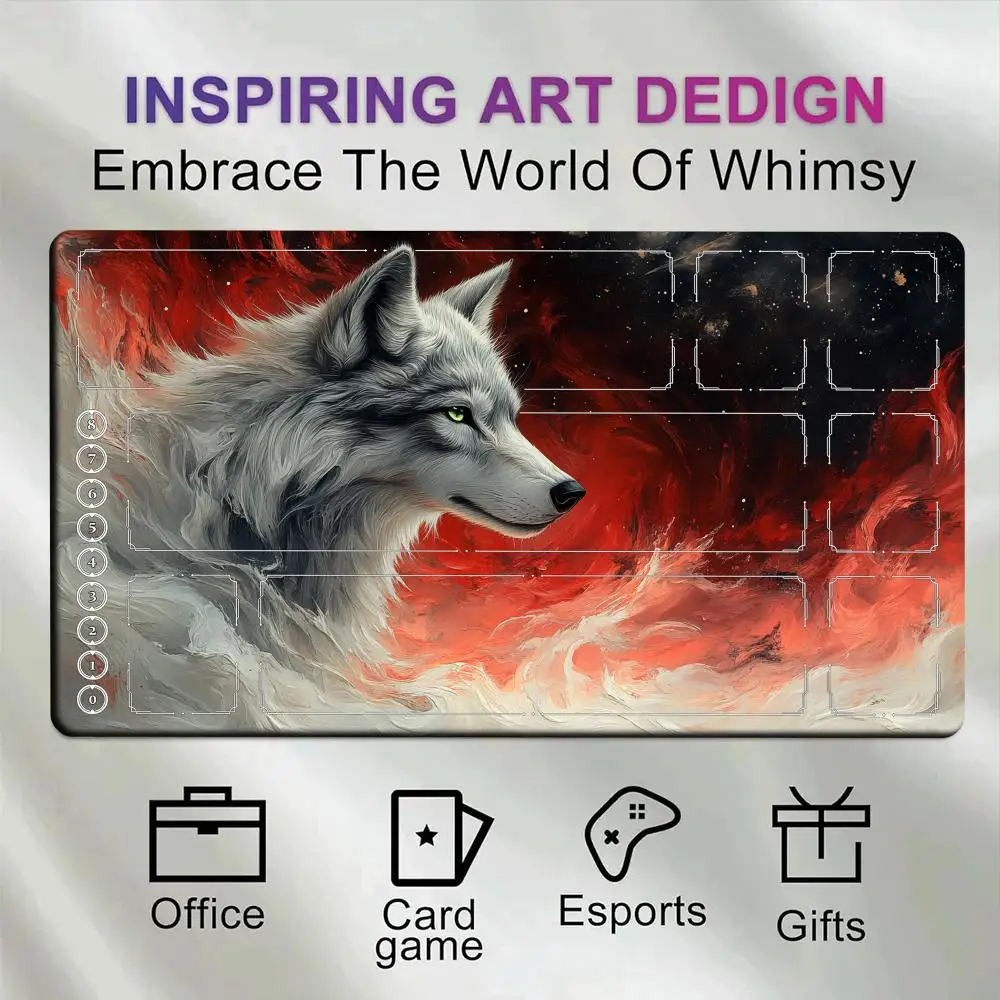 

Magic Wolf MousePad With zones Playmat Card Battles Commander Game pad Duel Desk mat for Rune Battlefield LOL MTG TCG Non-Slip