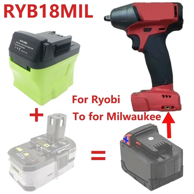 RYB18MIL Adapter Converter for Ryobi 18V Battery to for Milwaukee 18V Cordless Power Tools Convert to for Milwaukee 18V Battery