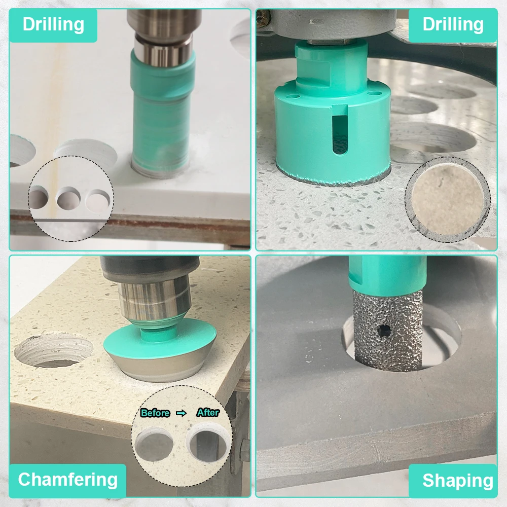 Imagem -05 - Broca de Diamante para Azulejos Cerâmicos 6100 mm 20 mm Moagem de Dedo Chanfro Sds e Adaptador de Haste Triangular 12 Pcs M14