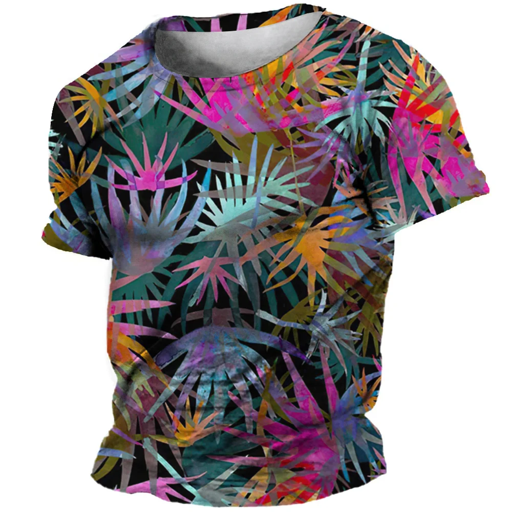 Men\'S Summer T-Shirts 3D Coconut Tree Print Short Sleeve Tops Hawaiian Casual Holiday T Shirt Oversized Tee Shirt Men Clothing