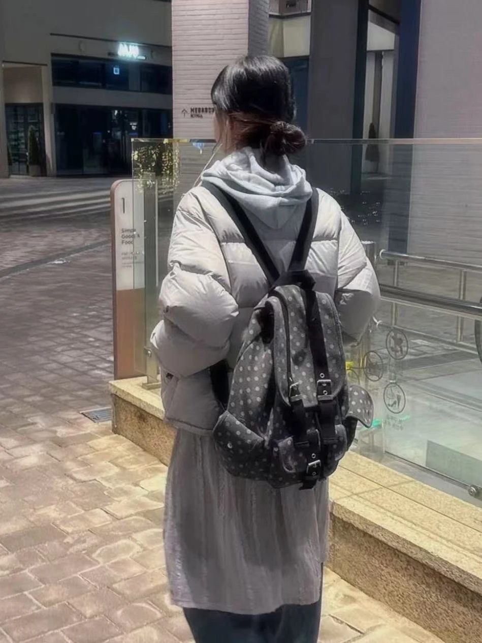 

Винтажная японская сумка в горошек с большой вместимостью, повседневный дизайн, маленькая сумка через плечо с двумя ручками.