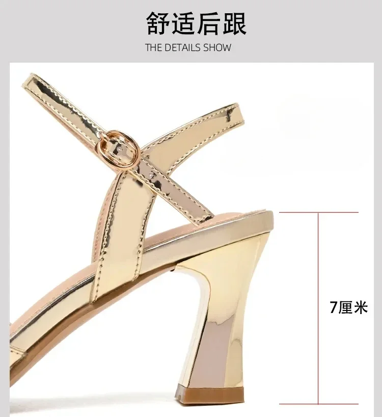 New 2024 Summer Luxury Designers Women Sandals Fashion Gold Rhinestone Thin High Heel Shoes Ladies Elegant Party Dress Sandalias