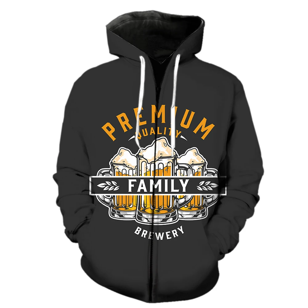 

Cartoon Beer Festival Men's Zipper Hoodie Oversized Fashion Streetwear Funny Sweatshirts Spring Cool Tops 2022 Hot Sale Teens
