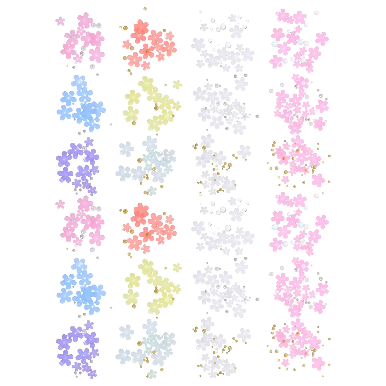 

2 Boxes 3D Resin Flower Nail Charms Mixed Sizes Artificial Pearls Colorful Nail Art Decorations for Wedding Party Casual DIY