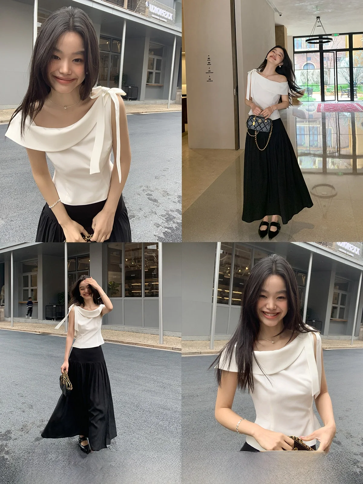 

Ele Asymmetric oulder Slim Fit irt Women's Summer Faionable Top Irregular Oblique Collar Korean Sle Polyester