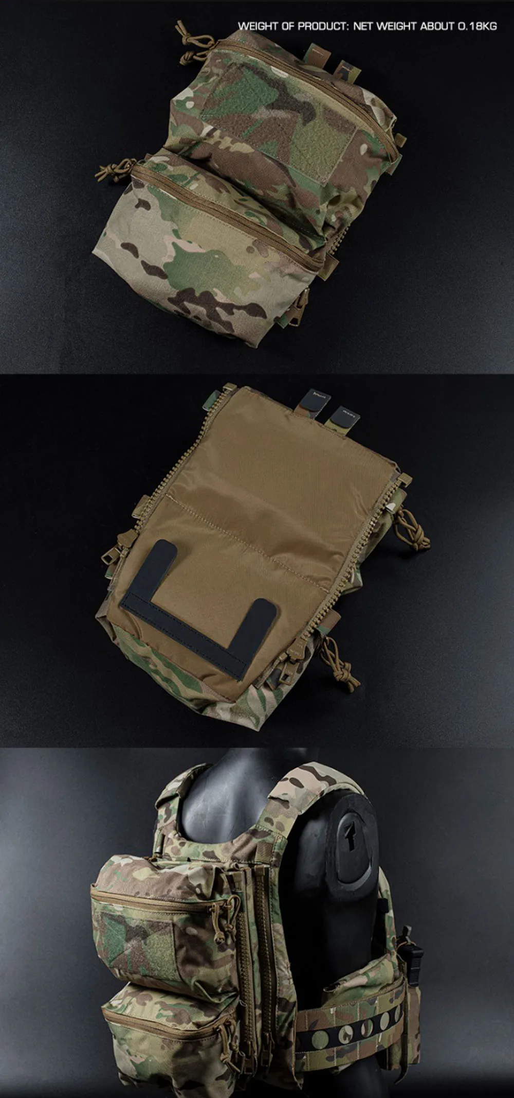 Taktische FCPC V5 Plattenträger-Rückentasche mit Doppelteilen, Mehrzwecktaschen, Westen-Zubehör, Kleinteile-Beutel – Detail 3