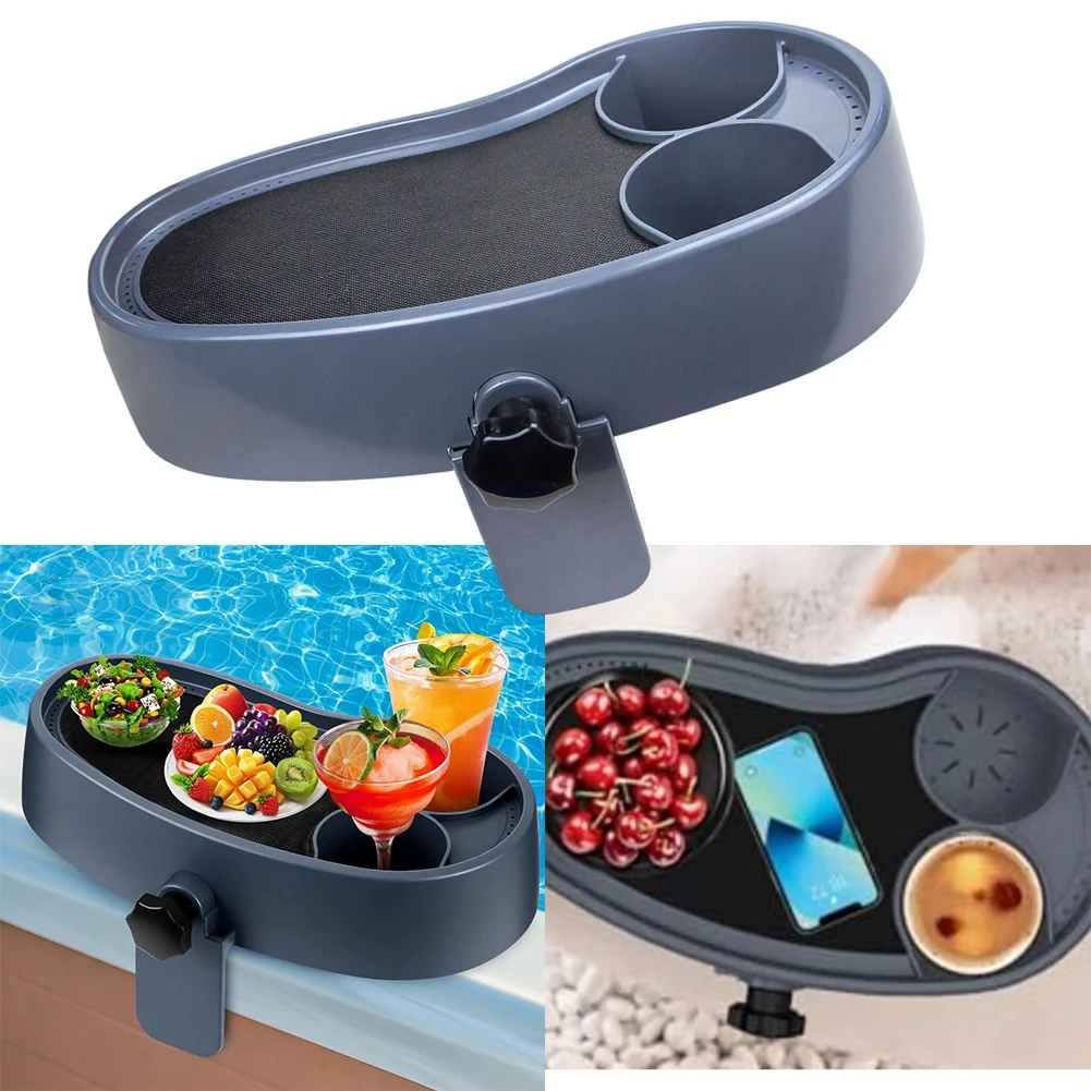 

Adjustable Bathtub Tray Table With Drink Holders Non Slip ABS Plastic Spa Accessory For Pool H'ot T'ub Bath Relaxation Black