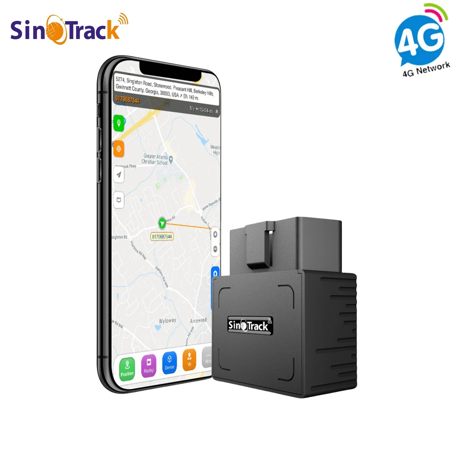 SinoTrack 4G Mini OBD II GPS-Tracker ST-902L mit Eingebauter Batterie 16-PIN-Schnittstelle für Auto-Diebstahlschutz mit Kostenloser APP