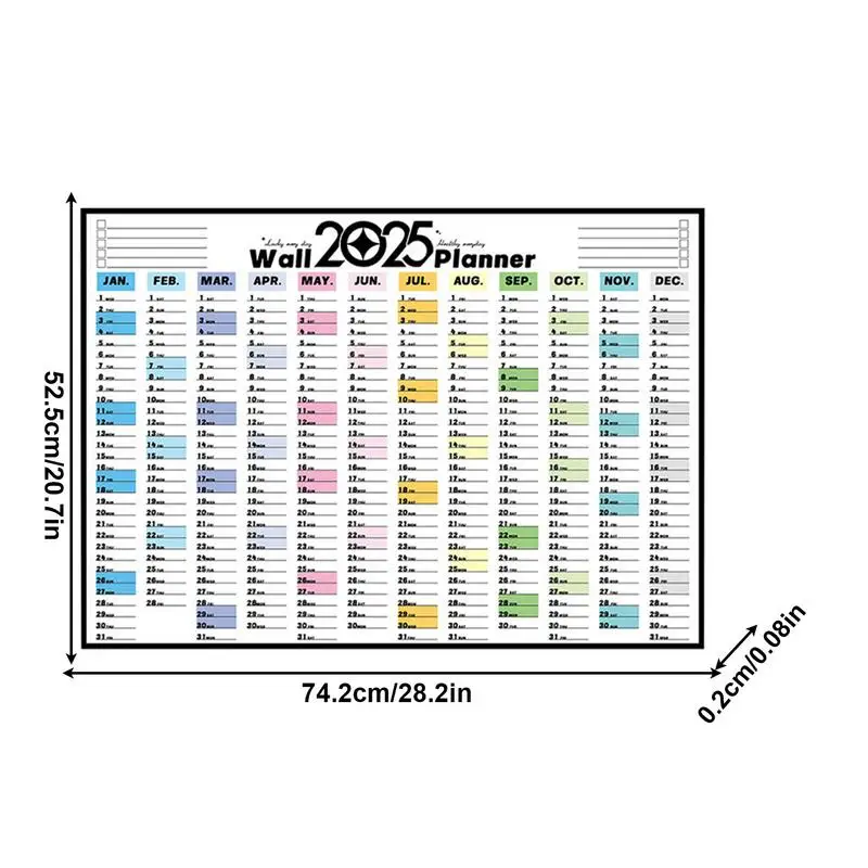 Настенный календарь на 12 месяцев на 2025 год, школьный годовой календарь, украшение для дома, настольные аксессуары, органайзер для домашнего расписания