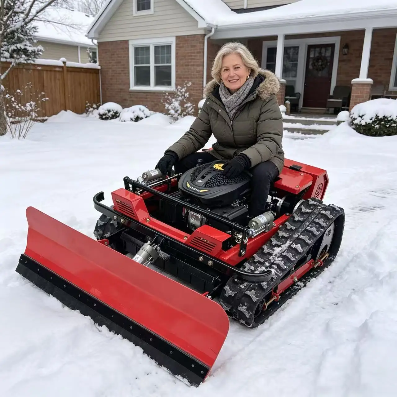 

Factory-direct remote tracked zero-turn mower, 550mm cut width, with snow shovel, low price & high value garden care gear