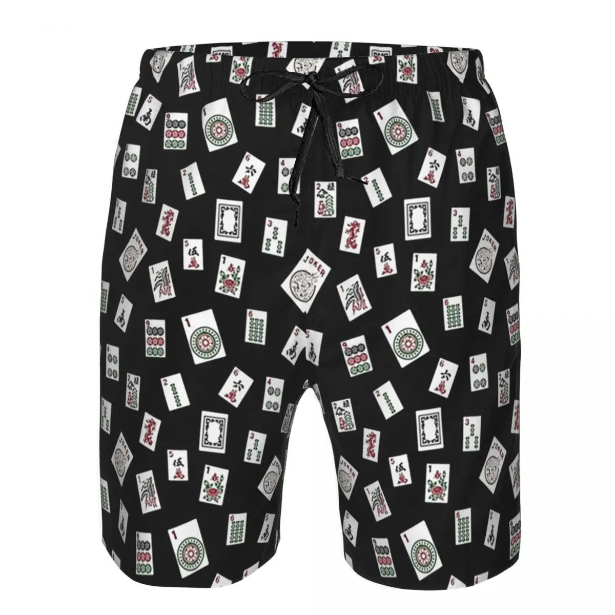 

Black Mahjong Trunks Beach Board Shorts Casual Quick Dry Swim Summer Men Pants